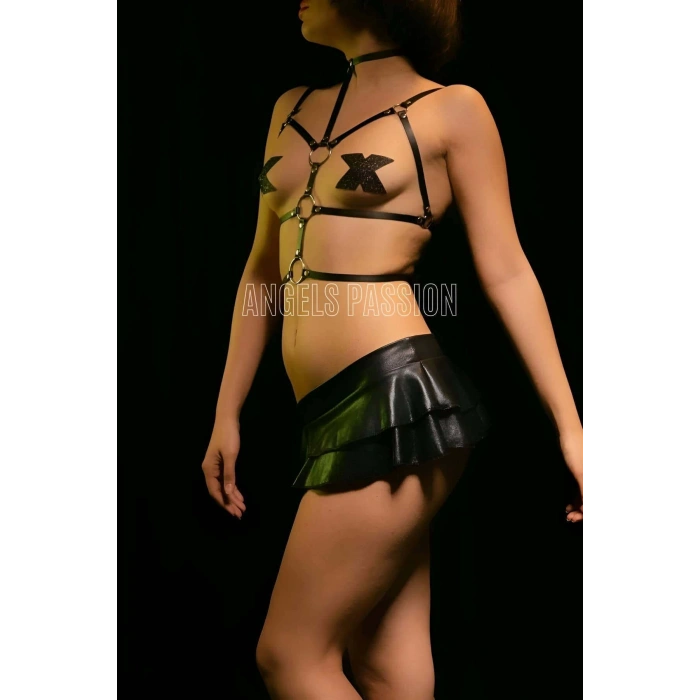 Deri Göğüs Üzeri Aksesuar, Seksi Deri Fantazi Giyim Göğüs Harness - APFT184