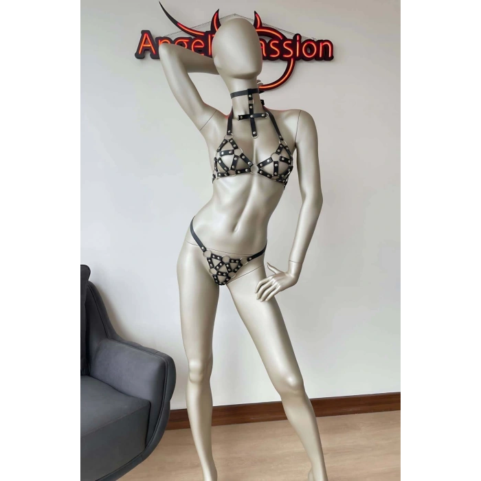 Deri Sütyen Takım Fantazi Harness - APFT464