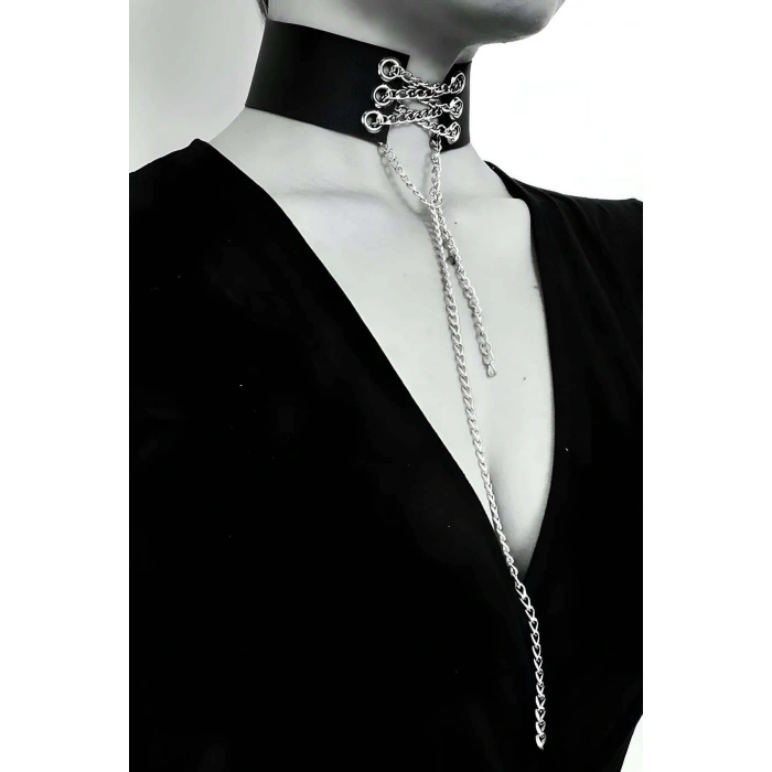 Deri Zincirli Şık Choker - APFT428