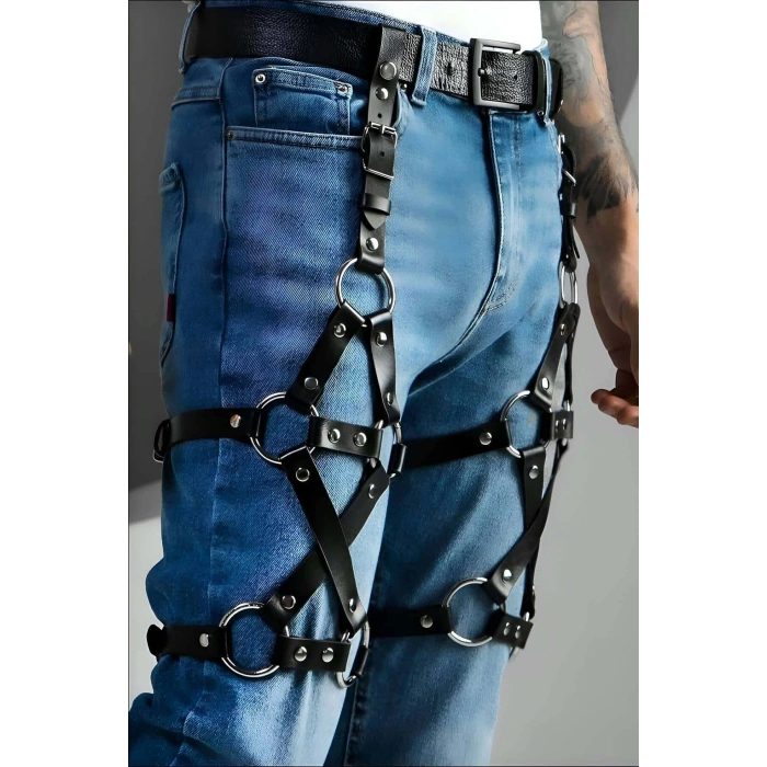Erkek Deri Bacak Harness, Bacak Aksesuar, Kot Aksesuar, Partywear - APFTM201