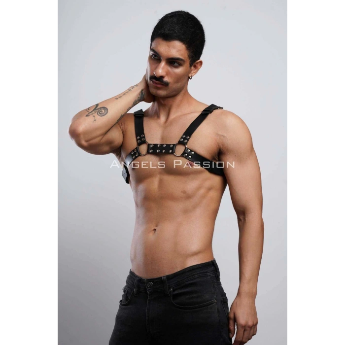 Erkek Deri Fantazi Göğüs Harness - APFTM8
