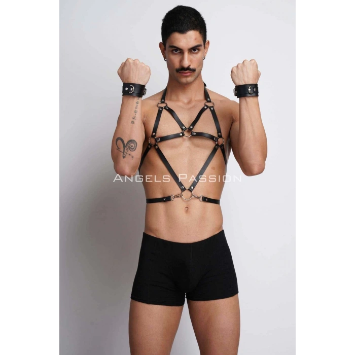 Erkek Deri Göğüs Harness, Erkek Fantazi Giyim, Erkek Parti Giyim - APFTM75