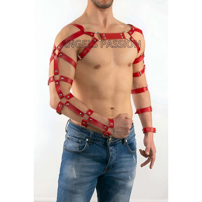 Erkek Deri Kol Harness, Erkek Çift Kol Harness, Erkek Dansçı Kostüm - APFTM5