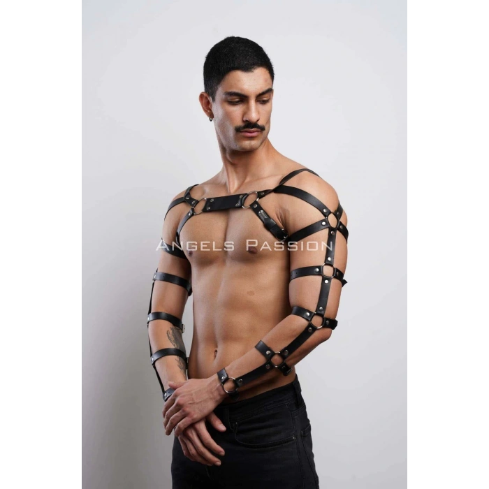 Erkek Fantazi Giyim Deri Kol ve Göğüs Harness - APFTM5