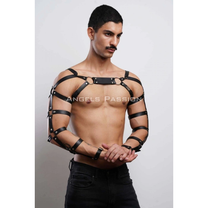 Erkek Fantazi Giyim Deri Kol ve Göğüs Harness - APFTM5