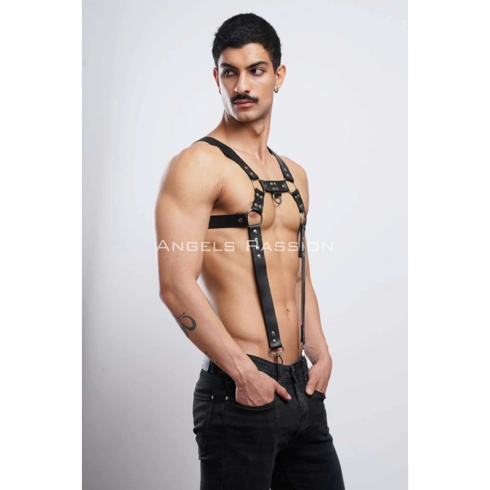 Erkek Göğüs Harness, Erkek Deri Pantolon Askısı, Erkek Clubwear - APFTM23