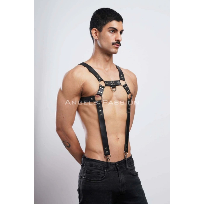 Erkek Göğüs Harness, Erkek Deri Pantolon Askısı, Erkek Clubwear - APFTM23