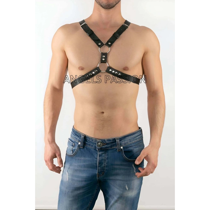 Erkek Göğüs Üzeri Deri Harness - Sexy Erkek Fantazi Giyim - Erkek İç Giyim - APFTM13