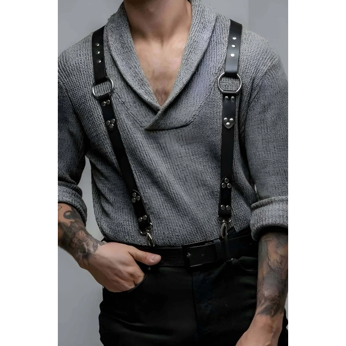 Erkek Kemer Pantolon Askısı, Şık Deri Erkek Vücut Kemeri - APFTM175