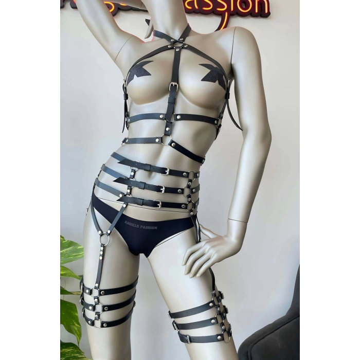 Fantazi Deri İç Giyim Jartiyer Harness - APFT524