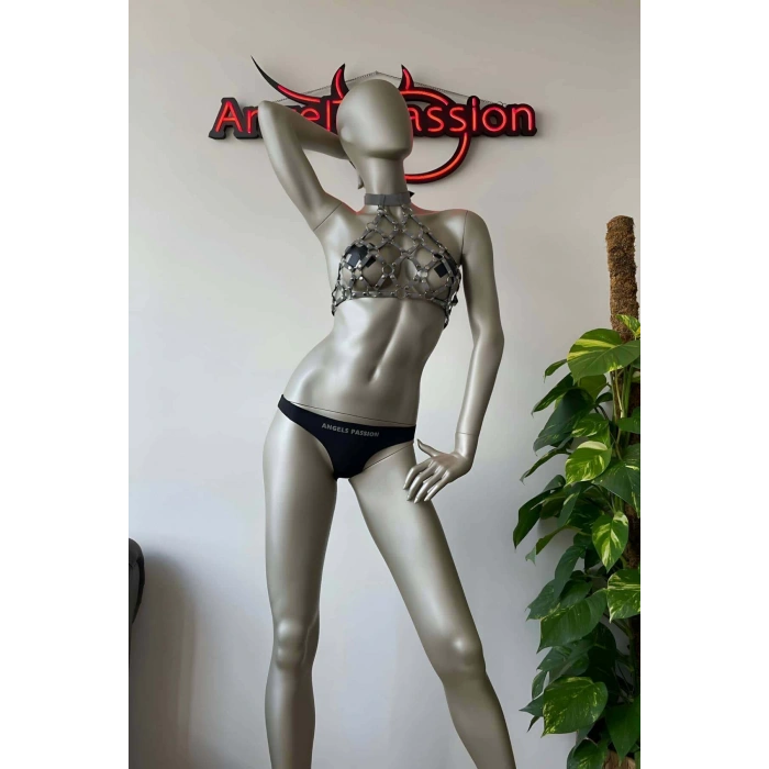 File Görünümlü Seksi Göğüs Üzeri Reflektörlü Harness - Karanlıkta Parlar - APFT443