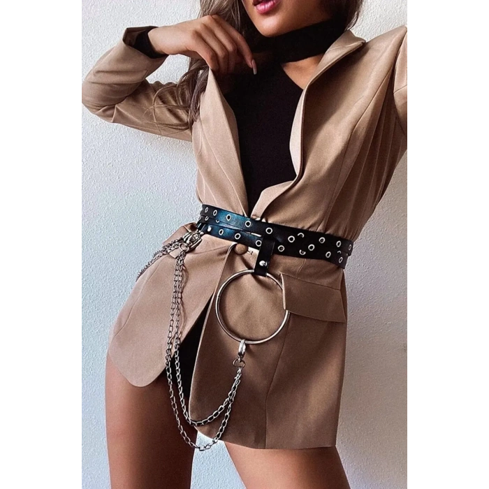 Halka ve Zincir Detaylı Deri Şık Kemer - APFT621