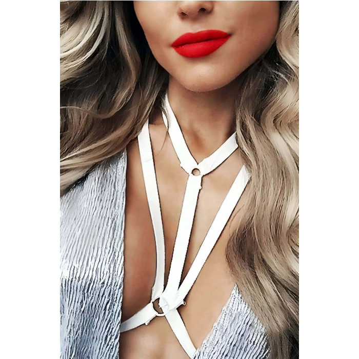 İç Giyim Seksi Aksesuar Beyaz Harness - APFT93
