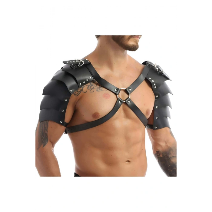 İki Omuz Kanat Detaylı Şık Erkek Harness Kostüm, Gladyatör Erkek Kostüm - APFTM161