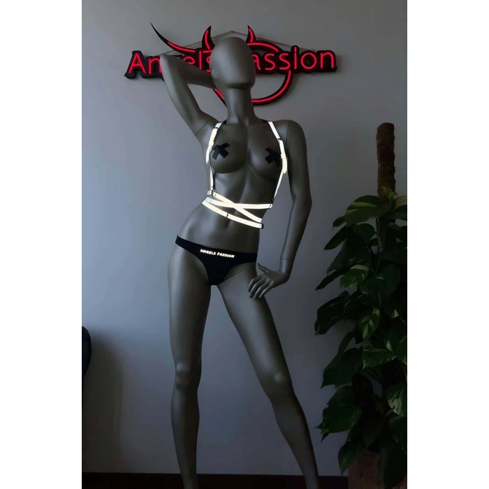 Kadın Fantazi İç Giyim Modelleri Rekflektörlü Harness - APFT198
