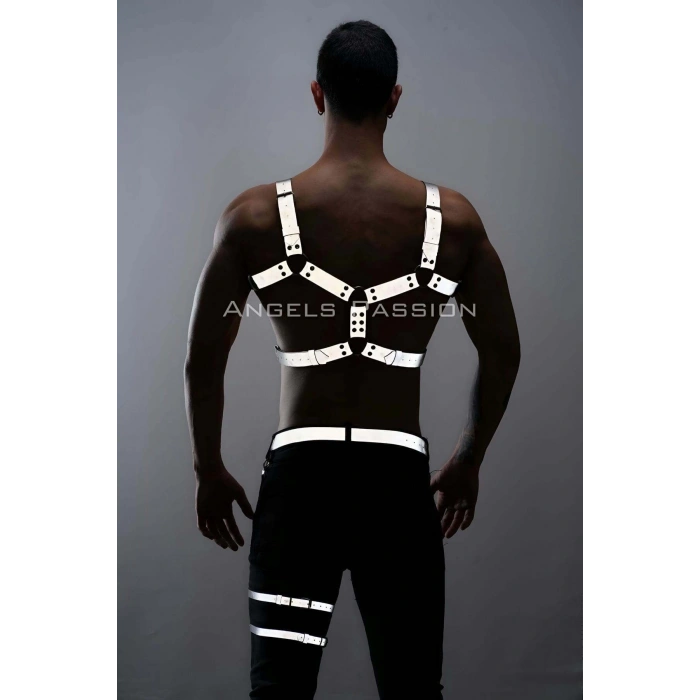 Karanlıkta Yansıyan Reflektörlü Erkek Harness Takım, Erkek Göğüs ve Bacak Harness Takım - APFTM198