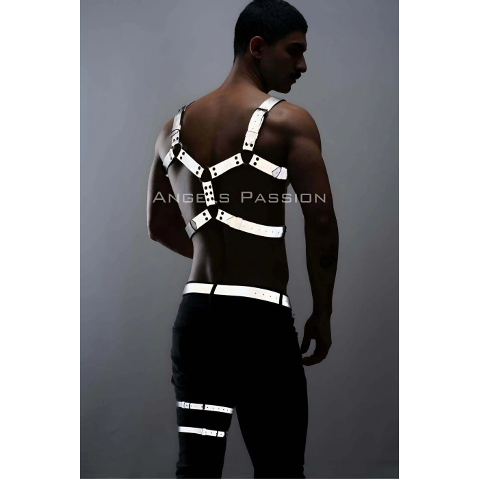 Karanlıkta Yansıyan Reflektörlü Erkek Harness Takım, Erkek Göğüs ve Bacak Harness Takım - APFTM198