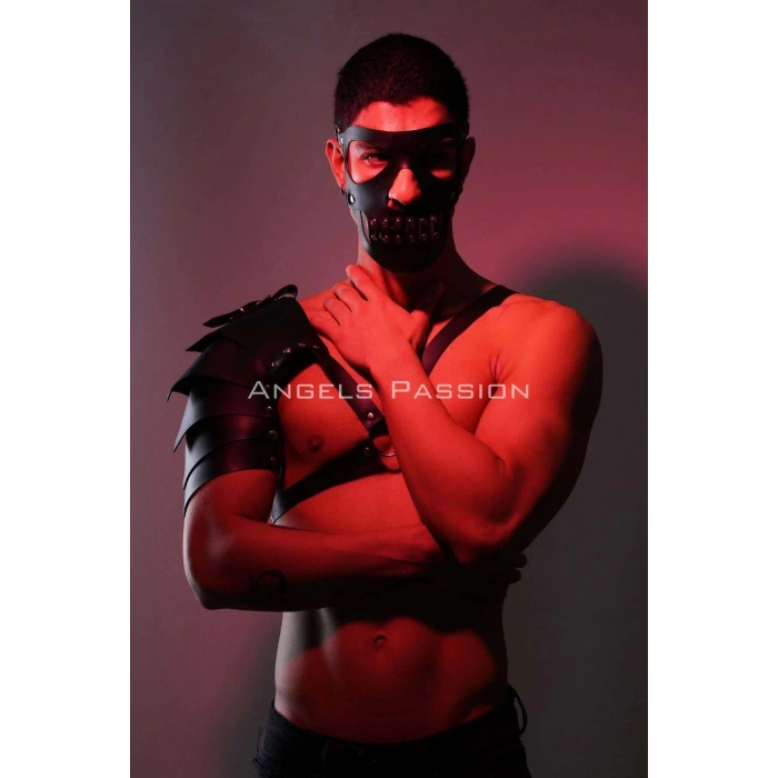 Maske Detaylı Tek Kol Barbar Kostüm Takım, Erkek Deri Cosplay Takım - APFTM197