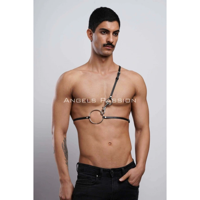 Omuz Detaylı Erkek Deri Göğüs Harness, Gömlek Kemeri - APFTM110