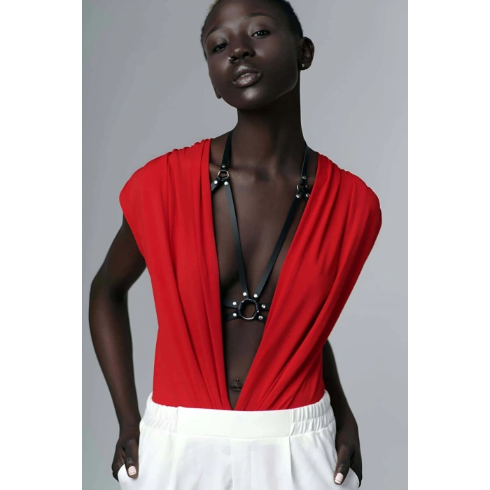 Omuz Göğüs Detaylı Şık Deri Harness - APFT200