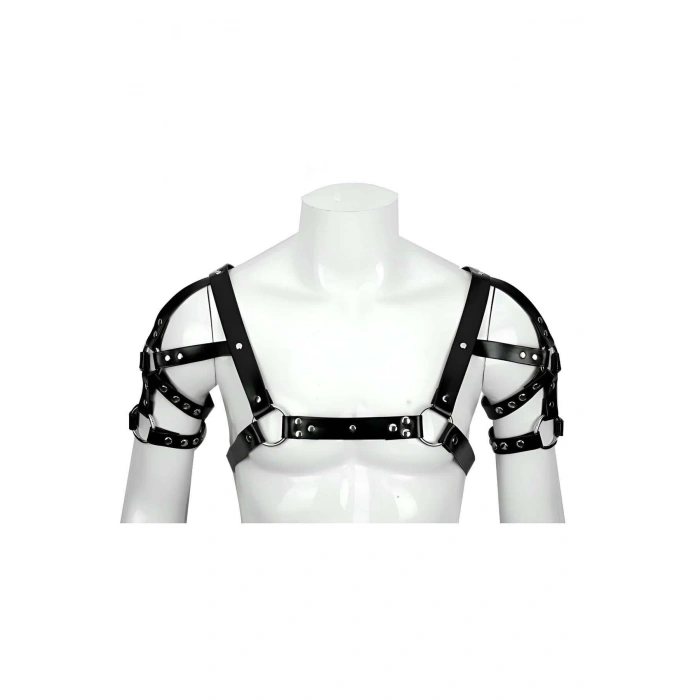 Omuz ve Kol Detaylı Şık Deri Erkek Harness, Erkek Club Giyim - APFTM164