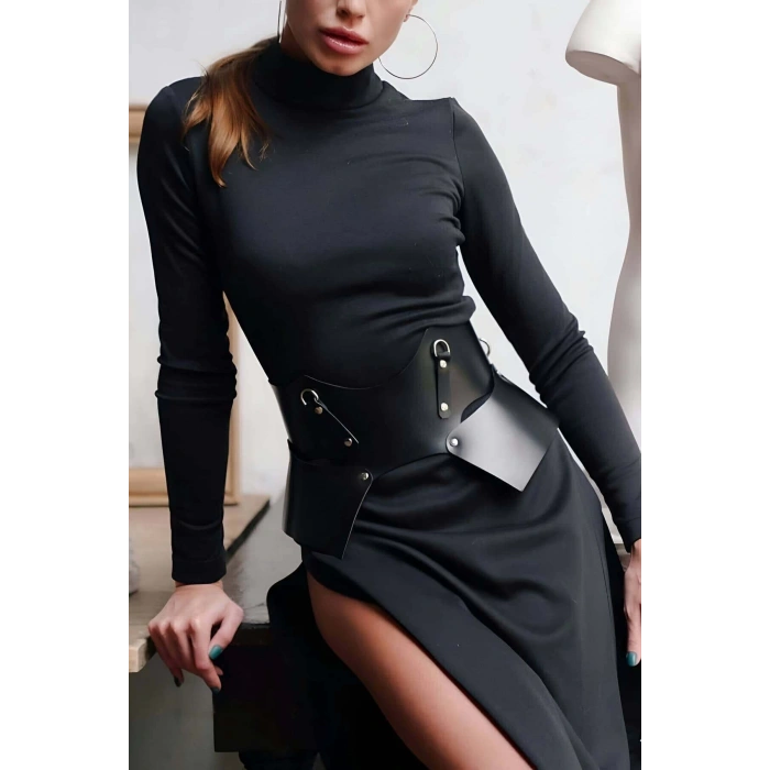 Ön ve Arkası Çift Taraflı Kullanılabilen Şık Elbise Üzeri Deri Kemer - APFT619