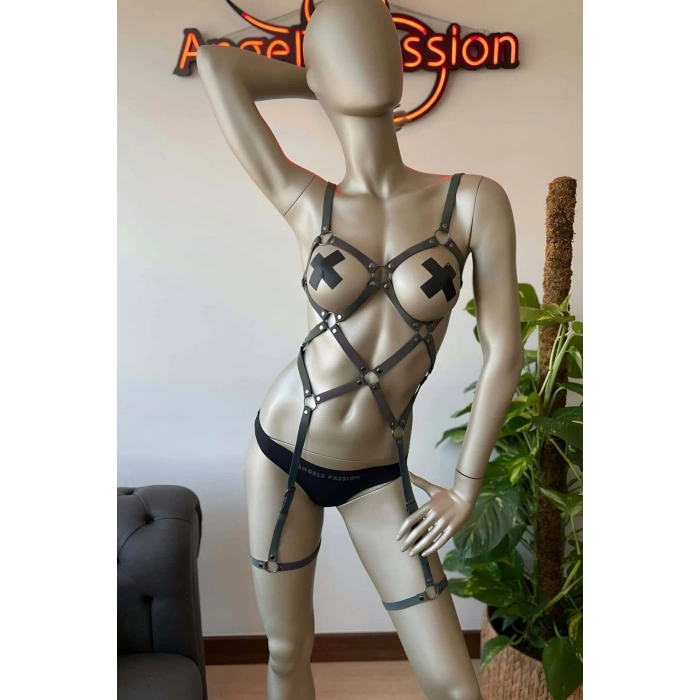 Pole Dans Giyim Işıkla Yansıyan Seksi Harness