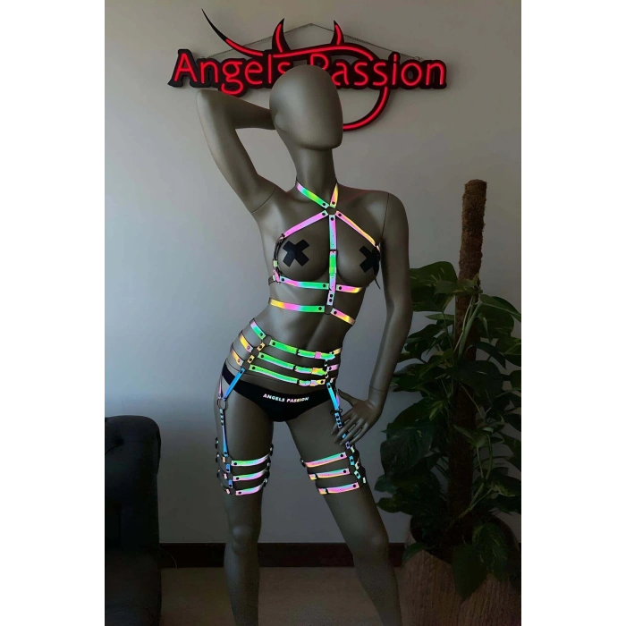 Reels Videoları İçin Özel Ürünler Karanlıkta Parlayan Reflektörlü Harness Takım