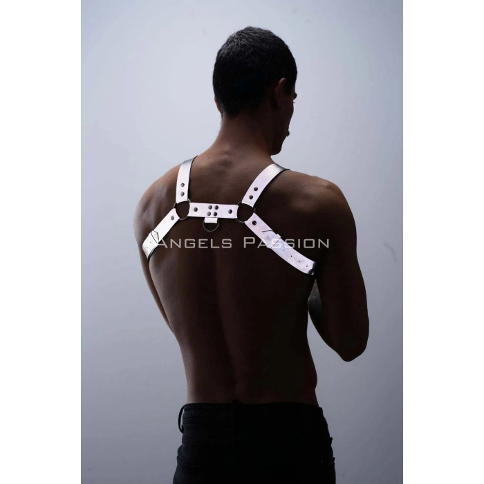 Reflektörlü (Karanlıkta Parlayan) Erkek Göğüs Harness, Reflektörlü Pantolon Askısı, Clubwear - APFTM23