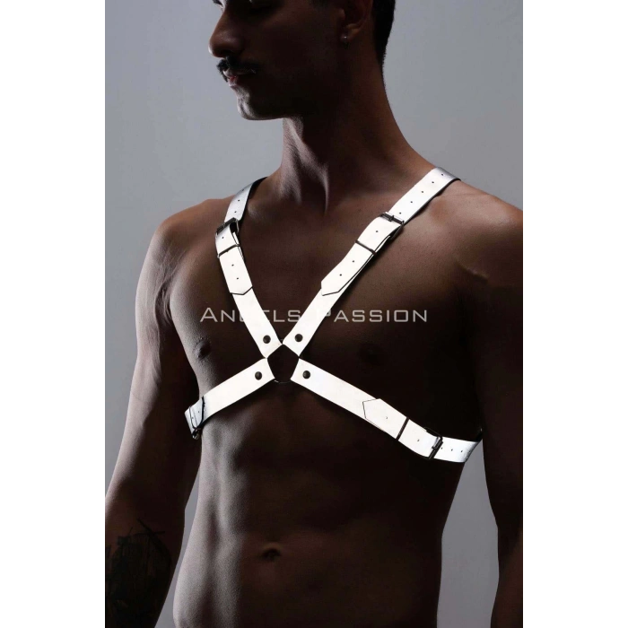 Reflektörlü (Karanlıkta Yansıyan) Erkek Göğüs Harness, Erkek Parti Giyim - APFTM43