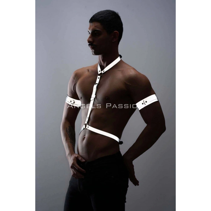 Reflektörlü Karanlıkta Yansıyan (Reflektörlü) Erkek Göğüs ve Pazu Harness Takım - APFTM15