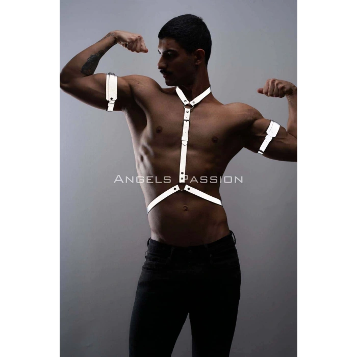 Reflektörlü Karanlıkta Yansıyan (Reflektörlü) Erkek Göğüs ve Pazu Harness Takım - APFTM15