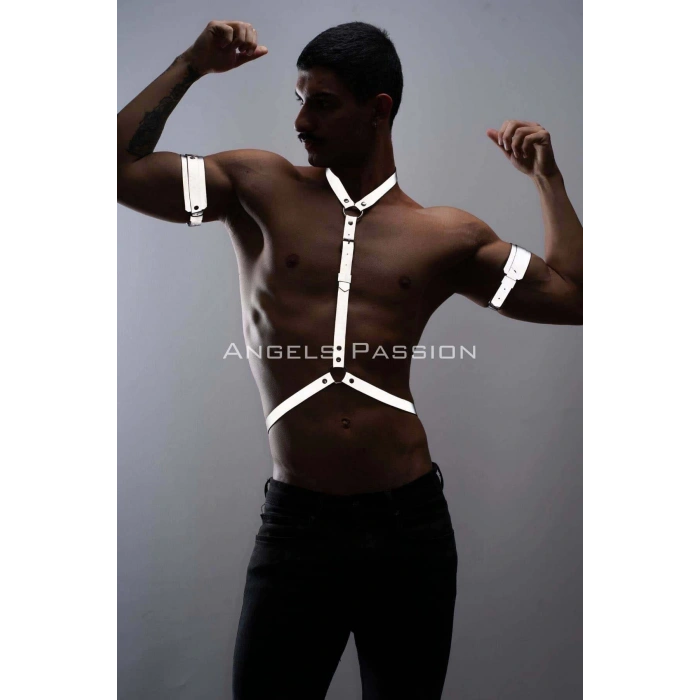 Reflektörlü Karanlıkta Yansıyan (Reflektörlü) Erkek Göğüs ve Pazu Harness Takım - APFTM15