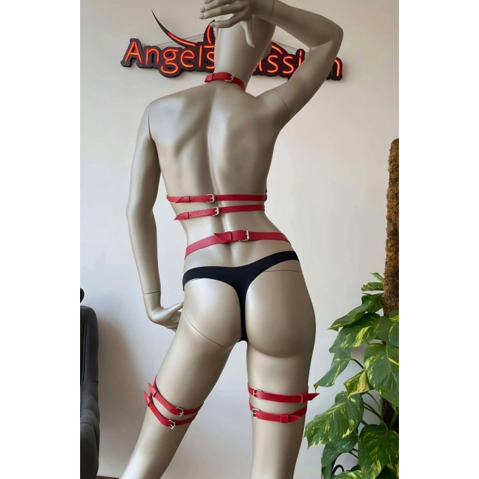 Seksi Kırmızı Deri Fantazi Giyim - APFT526