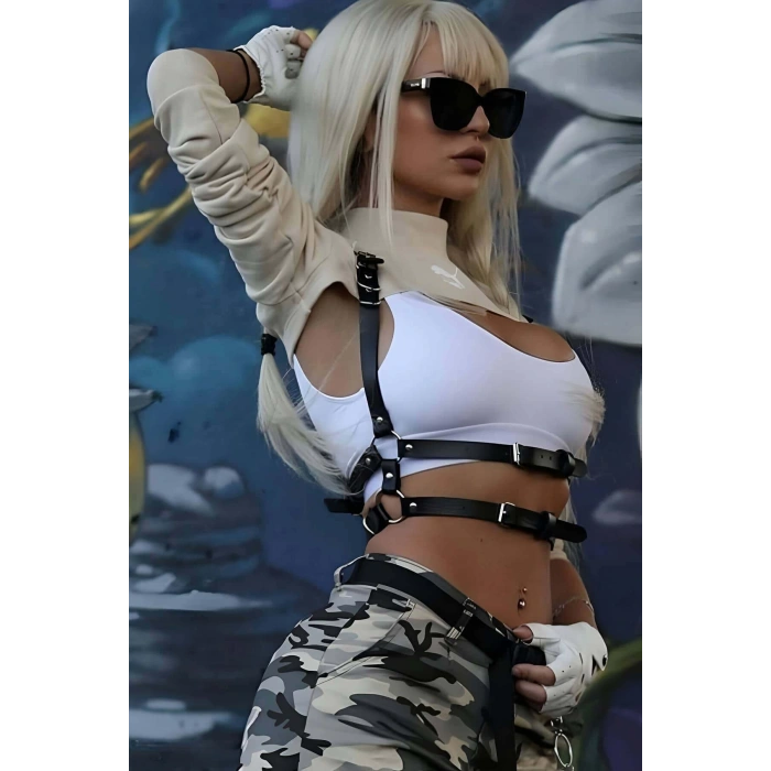 Şık Deri Kemer, Beli Saran Deri Harness - APFT606