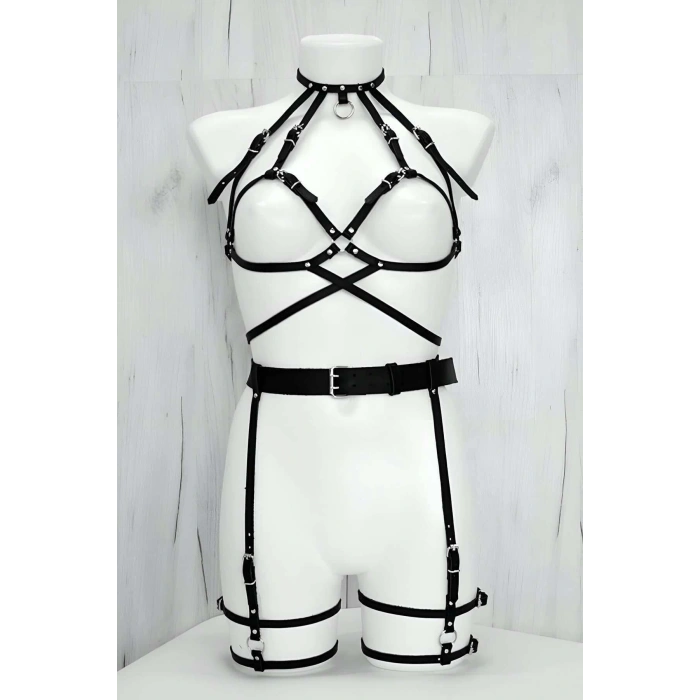 Şık ve Seksi Deri Fantazi Giyim Takım - APFT325