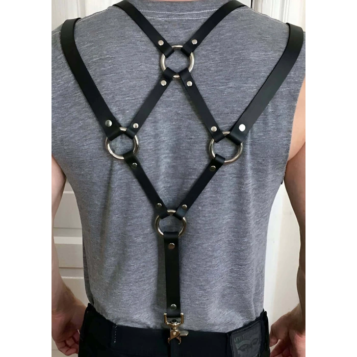 Sırt Detaylı Erkek Deri Fantazi Giyim - APFTM10