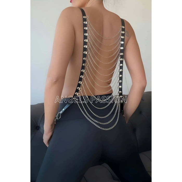 Sırt Zincir Detaylı Seksi Harness - APFT399
