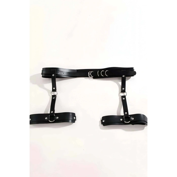 Siyah Deri Jartiyer Harness - APFT804