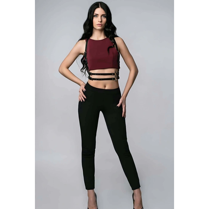 T-Shirt Üzeri Seksi Deri Aksesuar - APFT210