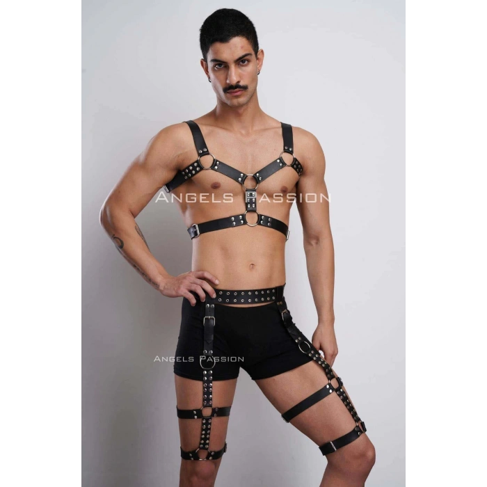 Tarz Göğüs ve Bacak Harness Takım, Erkek Parti Aksesuarları - APFTM196