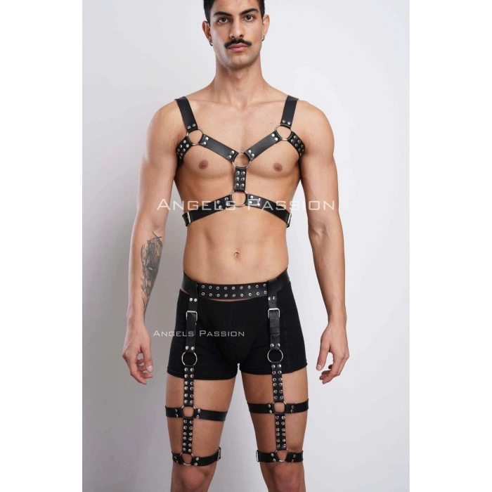 Tarz Göğüs ve Bacak Harness Takım, Erkek Parti Aksesuarları - APFTM196