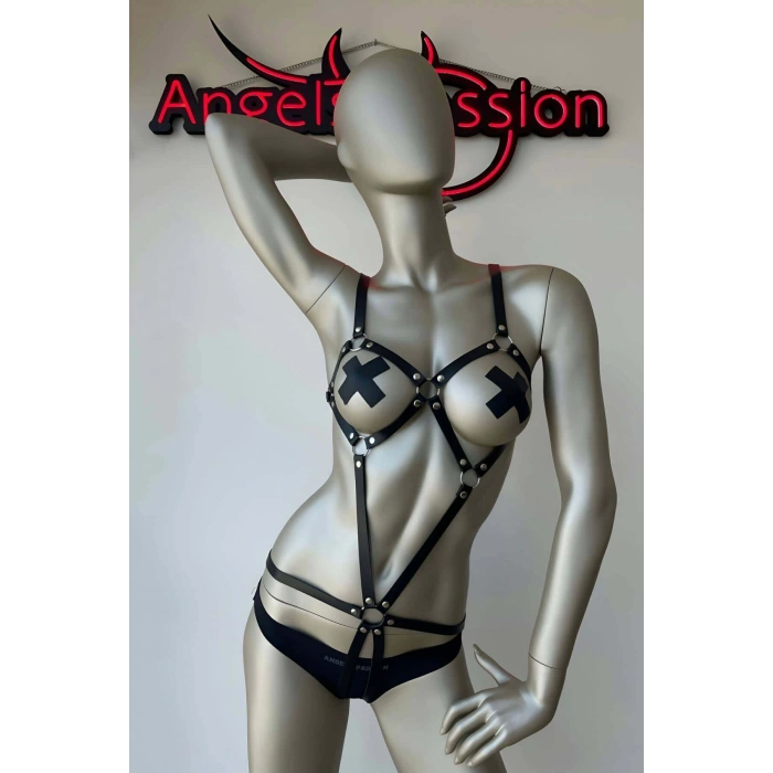 Vücudu Saran Deri Fantazi Harness - APFT240