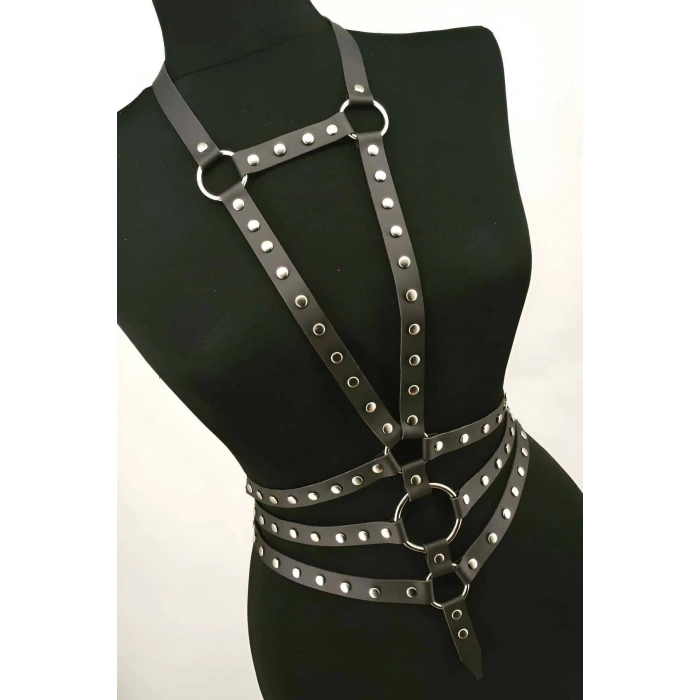 Zımba Detaylı Şık Deri Harness Korse - APFT546