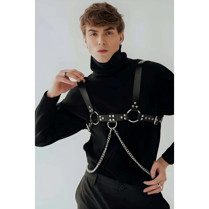 Zincir ve Halka Detaylı Şık Erkek Kemer - APFTM109