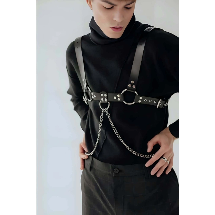 Zincir ve Halka Detaylı Şık Erkek Kemer - APFTM109