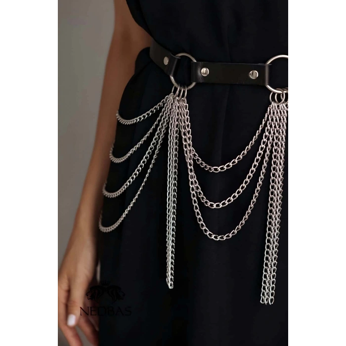 Zincirli Ayarlanabilir Şık Deri Kemer Harness - APFT729