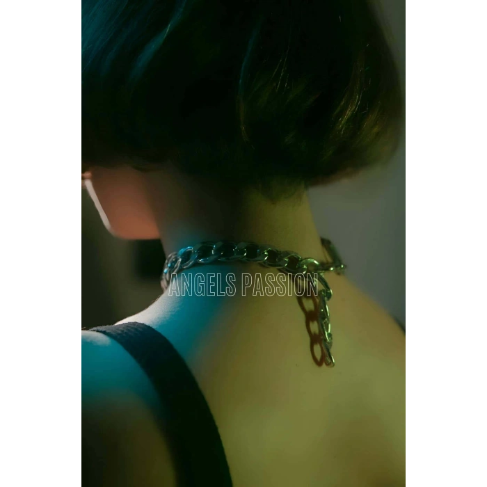 Zincirli Deri Choker, Zincir Detaylı Seksi Choker - APFT590