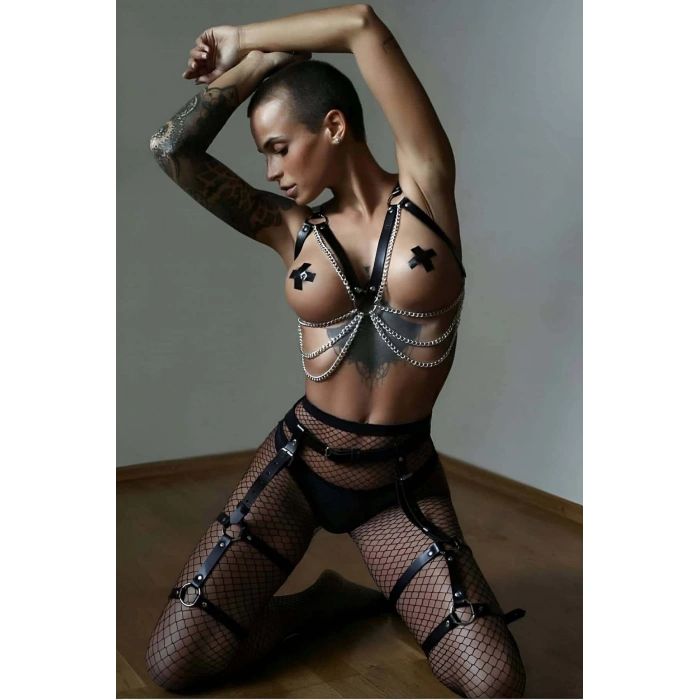 Zincirli Seksi Jartiyer Harness Takım - APFT497