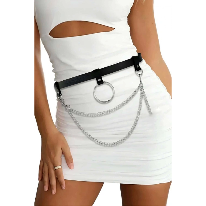 Zincirli Şık Deri Bel Harness - APFT923